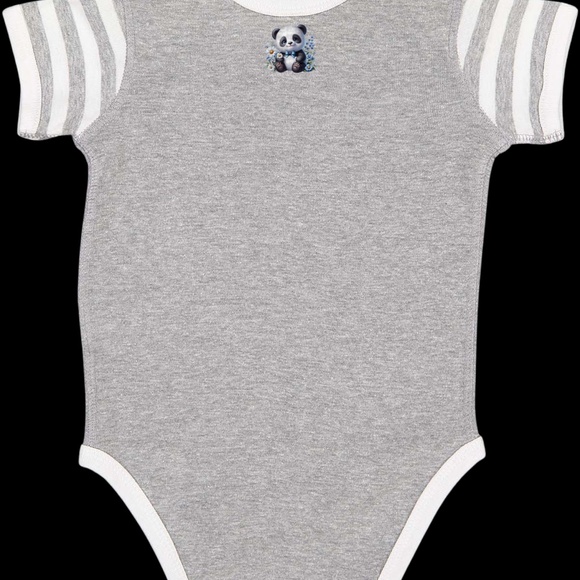 Infant Panda Blue Flower Baby Rib Bodysuit - Picture 4 of 6